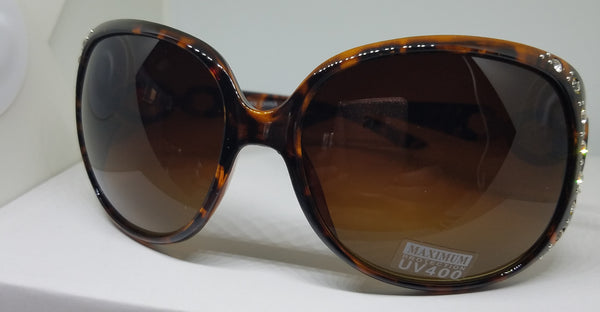 Plastic Sunglasses with Rhinestones (Leopard frame)